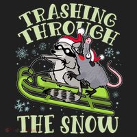 Funny Trashing Through The Snow Sleding Raccoon And Opossum Hat thumb 2