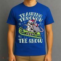 Funny Trashing Through The Snow Sleding Raccoon And Opossum T-Shirt thumb 3