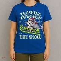Funny Trashing Through The Snow Sleding Raccoon And Opossum T-Shirt thumb 4