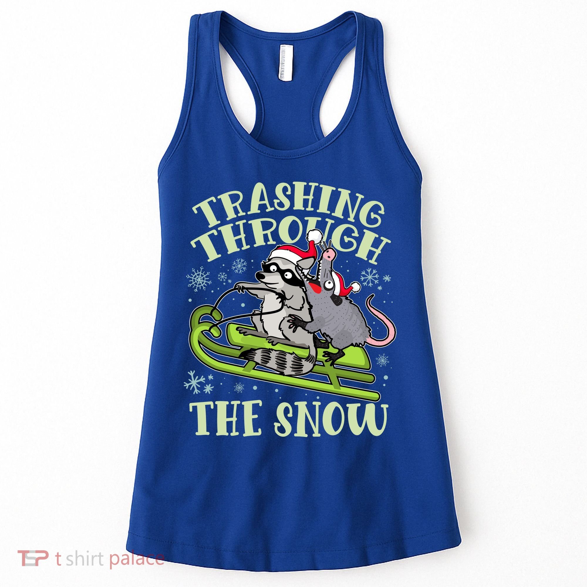 Funny Trashing Through The Snow Sleding Raccoon And Opossum Women's Tank Top