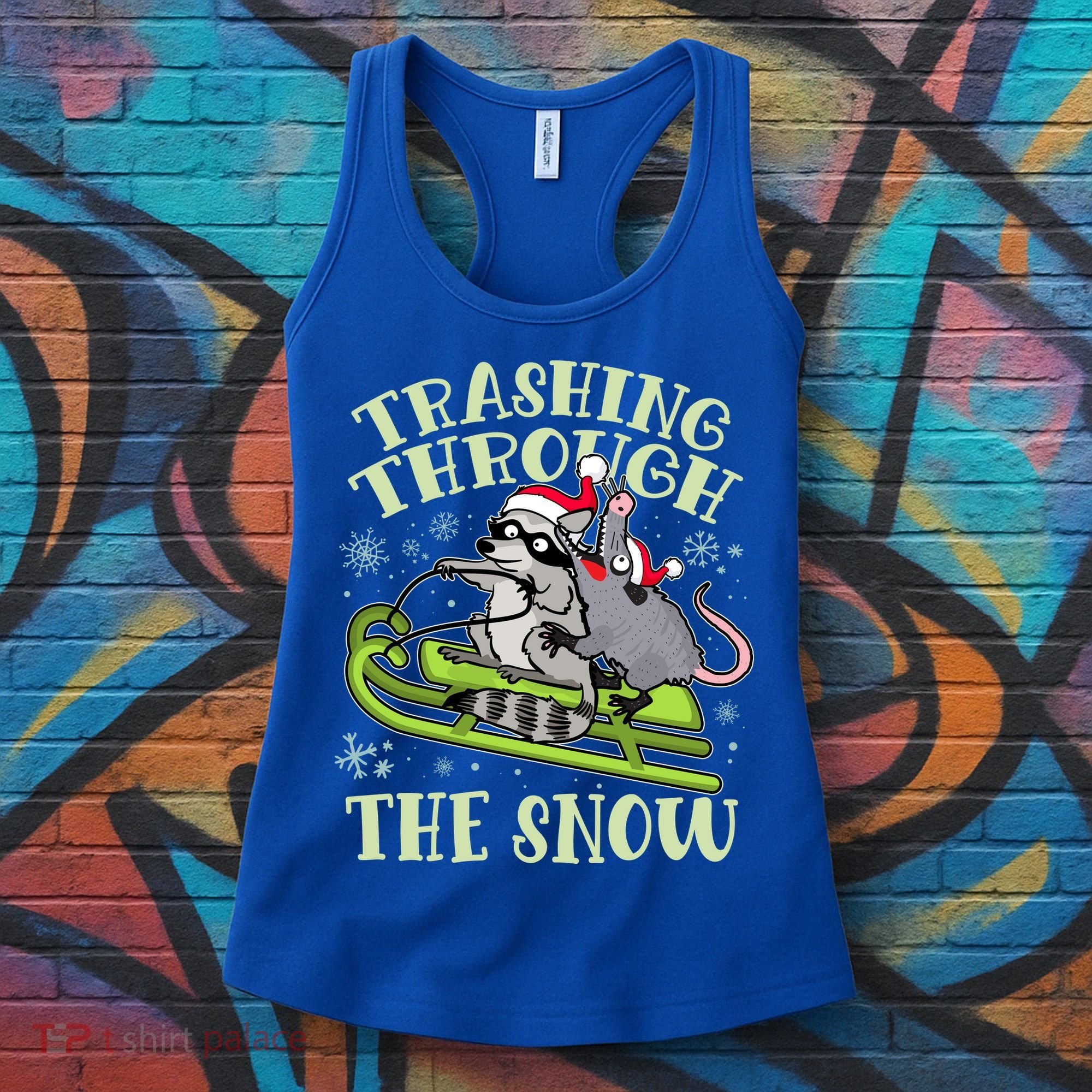 Funny Trashing Through The Snow Sleding Raccoon And Opossum Women's Tank Top