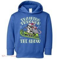 Funny Trashing Through The Snow Sleding Raccoon And Opossum Toddler Hoodie thumb 0