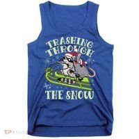 Funny Trashing Through The Snow Sleding Raccoon And Opossum Tank Top thumb 0