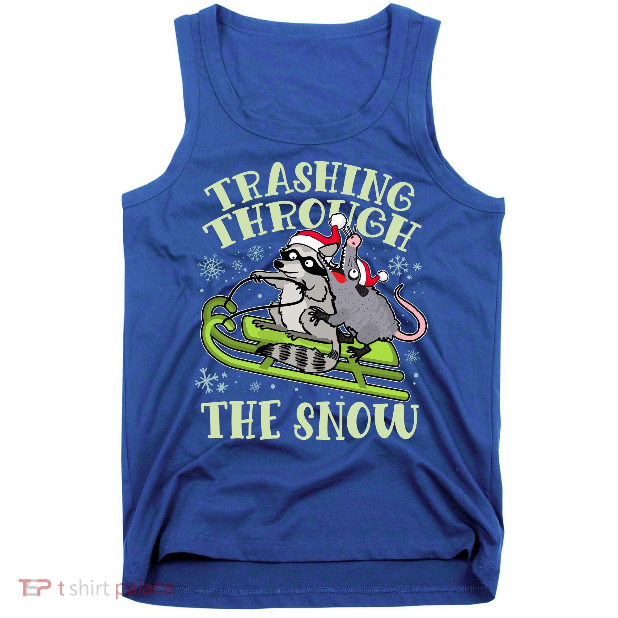 Funny Trashing Through The Snow Sleding Raccoon And Opossum Tank Top