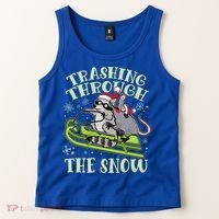 Funny Trashing Through The Snow Sleding Raccoon And Opossum Tank Top thumb 2