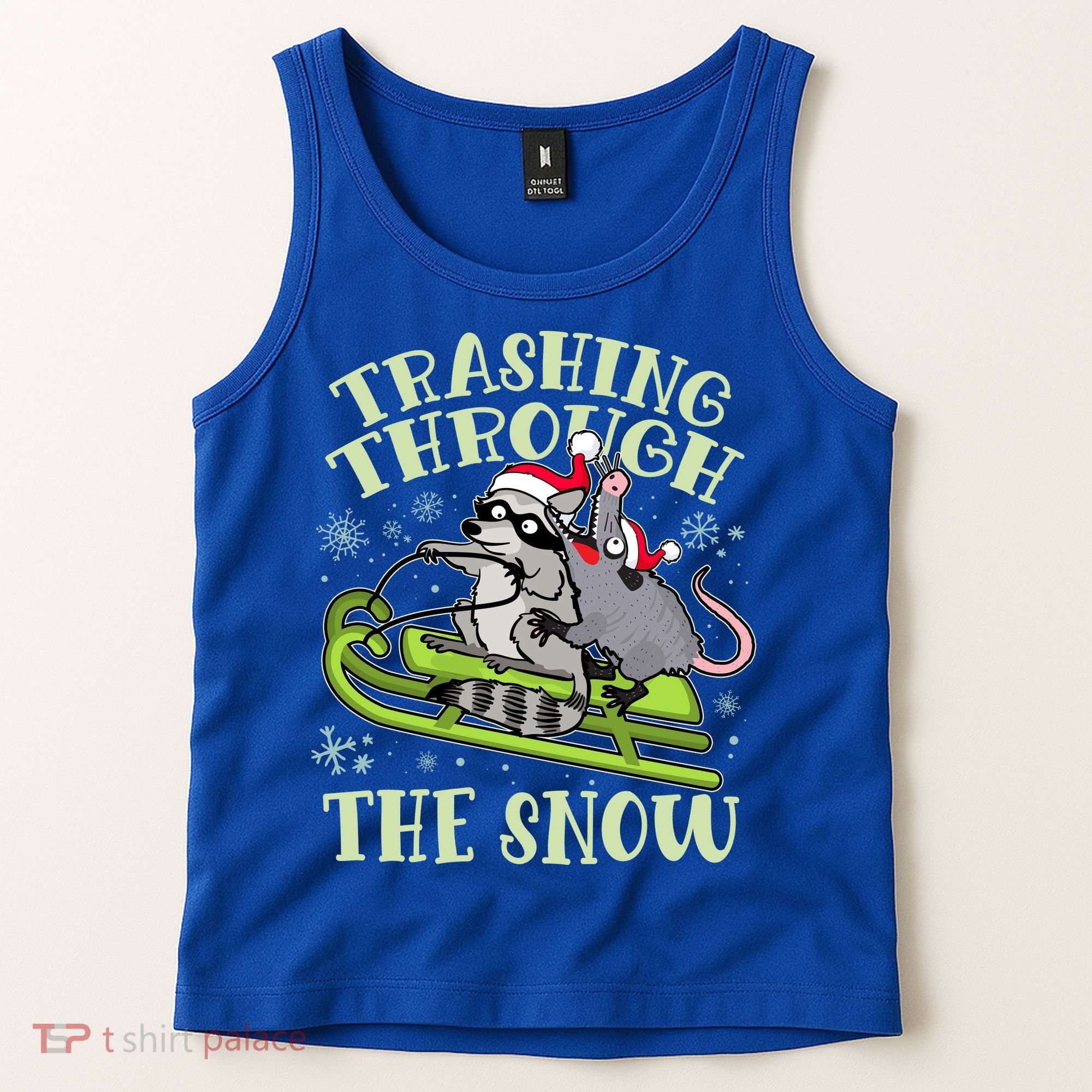 Funny Trashing Through The Snow Sleding Raccoon And Opossum Tank Top