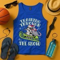 Funny Trashing Through The Snow Sleding Raccoon And Opossum Tank Top thumb 4