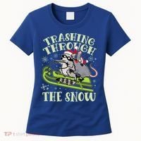 Funny Trashing Through The Snow Sleding Raccoon And Opossum Women's T-Shirt thumb 0