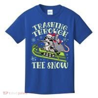 Funny Trashing Through The Snow Sleding Raccoon And Opossum Kids T-Shirt thumb 0