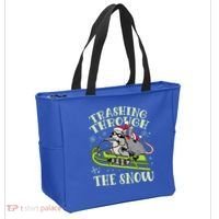 Funny Trashing Through The Snow Sleding Raccoon And Opossum Tote Bag thumb 2