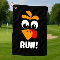Funny Turkey Trot Adult Running Costume Turkey Face Golf Towel thumb 1