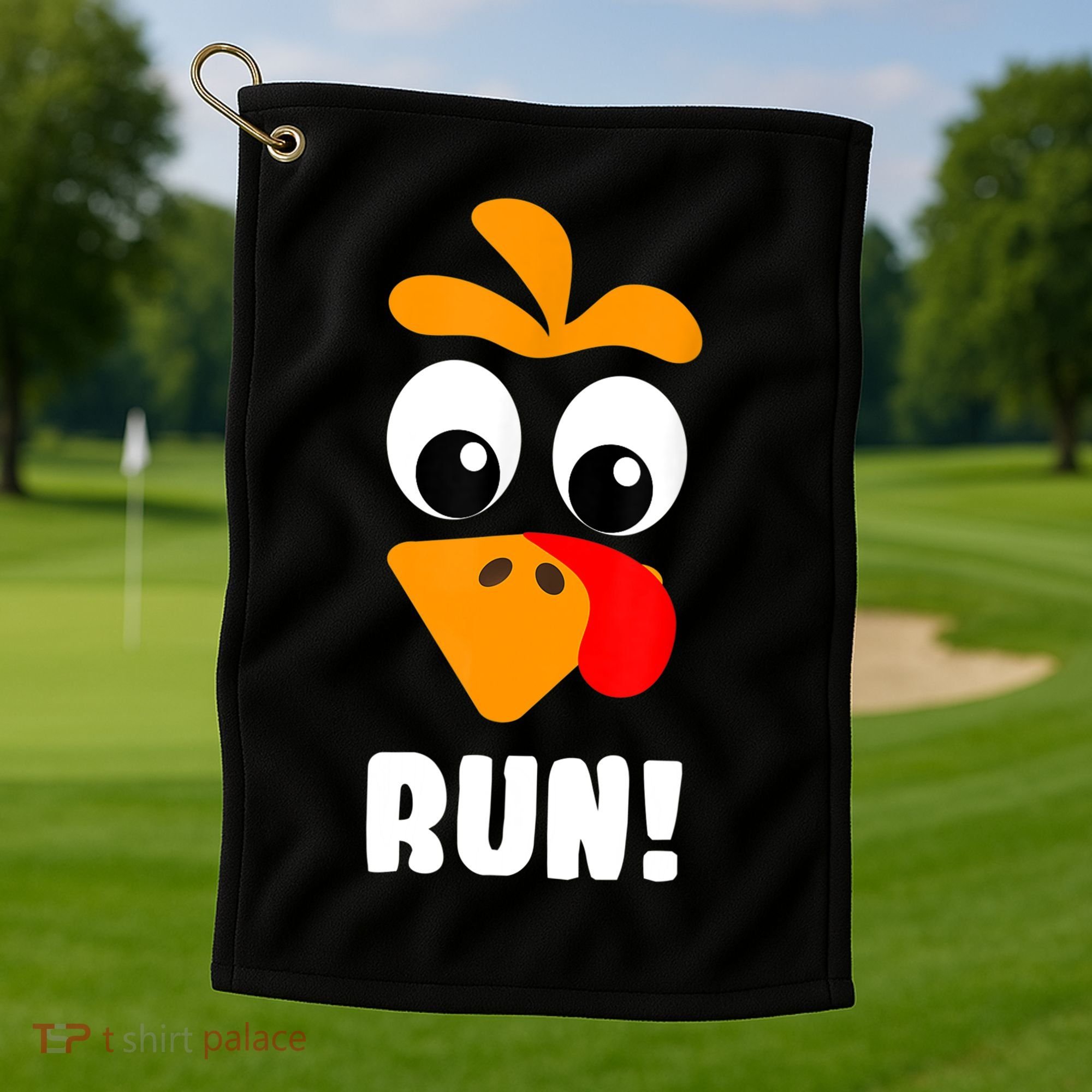 Funny Turkey Trot Adult Running Costume Turkey Face Golf Towel