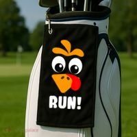 Funny Turkey Trot Adult Running Costume Turkey Face Golf Towel thumb 2