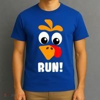 Funny Turkey Trot Adult Running Costume Turkey Face T-Shirt thumb 3