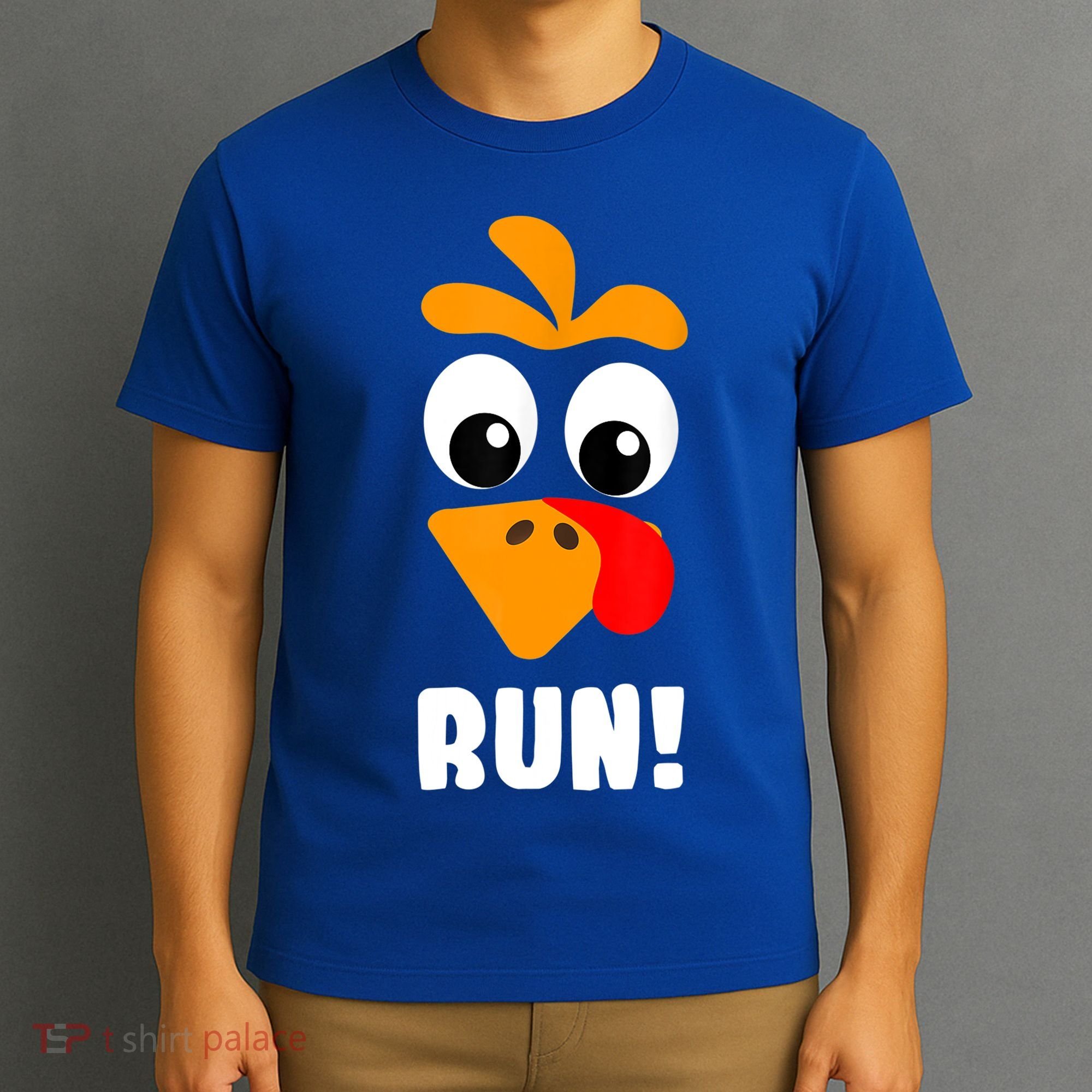Funny Turkey Trot Adult Running Costume Turkey Face T-Shirt
