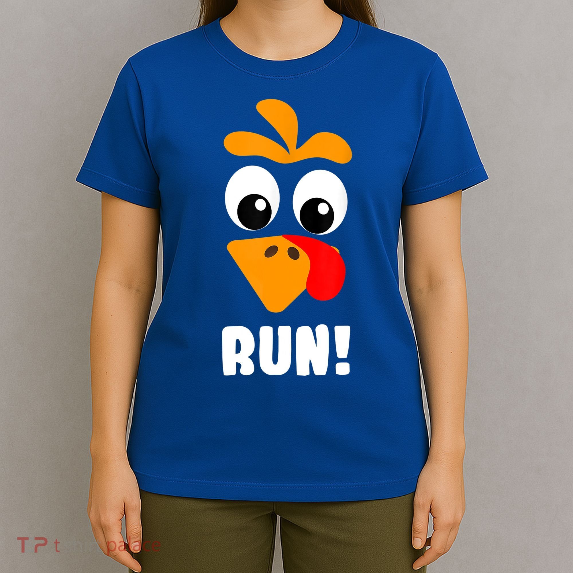 Funny Turkey Trot Adult Running Costume Turkey Face T-Shirt