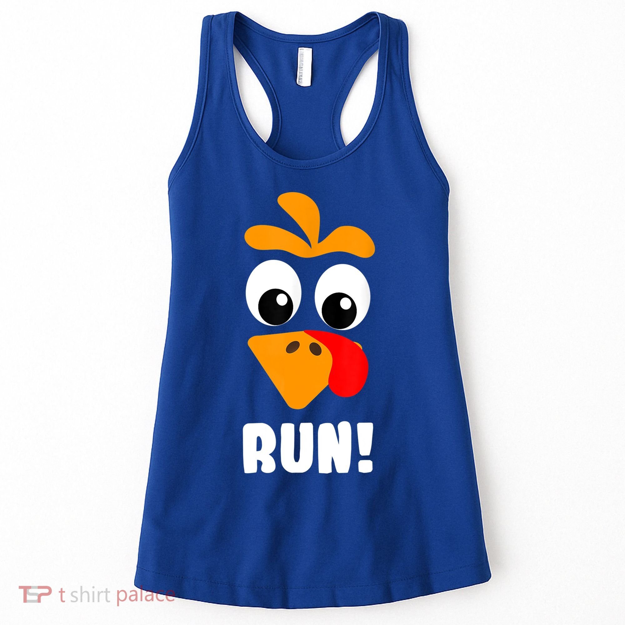 Funny Turkey Trot Adult Running Costume Turkey Face Women's Tank Top