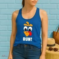 Funny Turkey Trot Adult Running Costume Turkey Face Women's Tank Top thumb 2