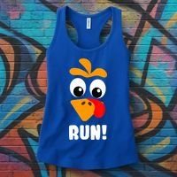 Funny Turkey Trot Adult Running Costume Turkey Face Women's Tank Top thumb 3