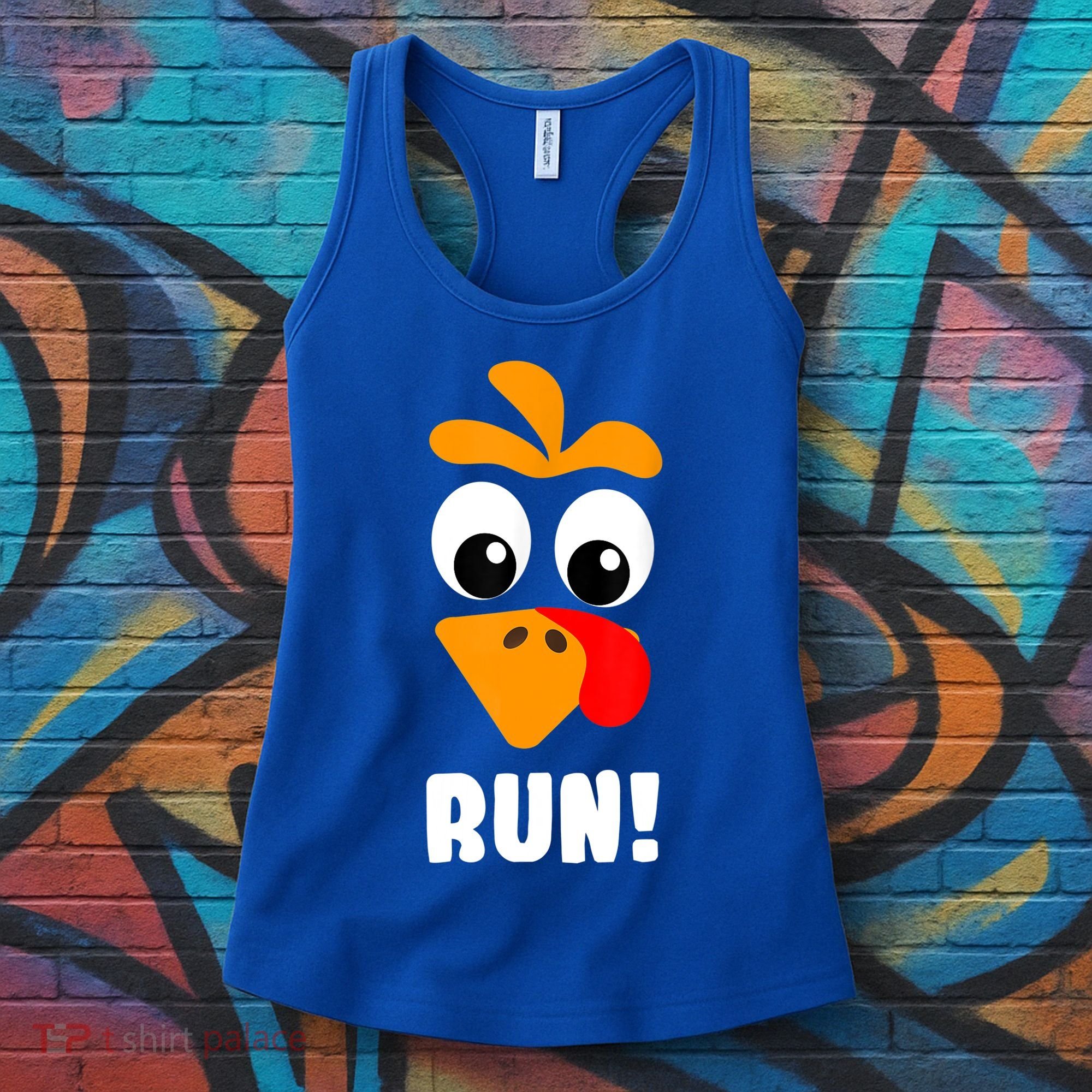 Funny Turkey Trot Adult Running Costume Turkey Face Women's Tank Top