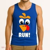 Funny Turkey Trot Adult Running Costume Turkey Face Tank Top thumb 3