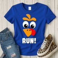 Funny Turkey Trot Adult Running Costume Turkey Face Women's T-Shirt thumb 3