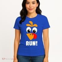 Funny Turkey Trot Adult Running Costume Turkey Face Women's T-Shirt thumb 4