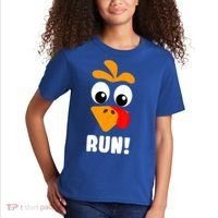 Funny Turkey Trot Adult Running Costume Turkey Face Kids T-Shirt thumb 2