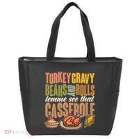 Funny Thanksgiving Turkey Gravy Bean And Rolls Lemme See That Casserole Tote Bag thumb 0
