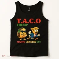 Funny Taco Trump Always Chickens Out Tank Top thumb 2