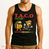 Funny Taco Trump Always Chickens Out Tank Top thumb 3