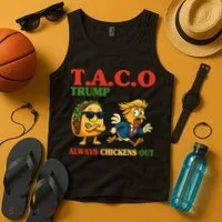 Funny Taco Trump Always Chickens Out Tank Top thumb 4