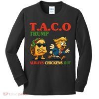 Funny Taco Trump Always Chickens Out Kids Long Sleeve Shirt thumb 0
