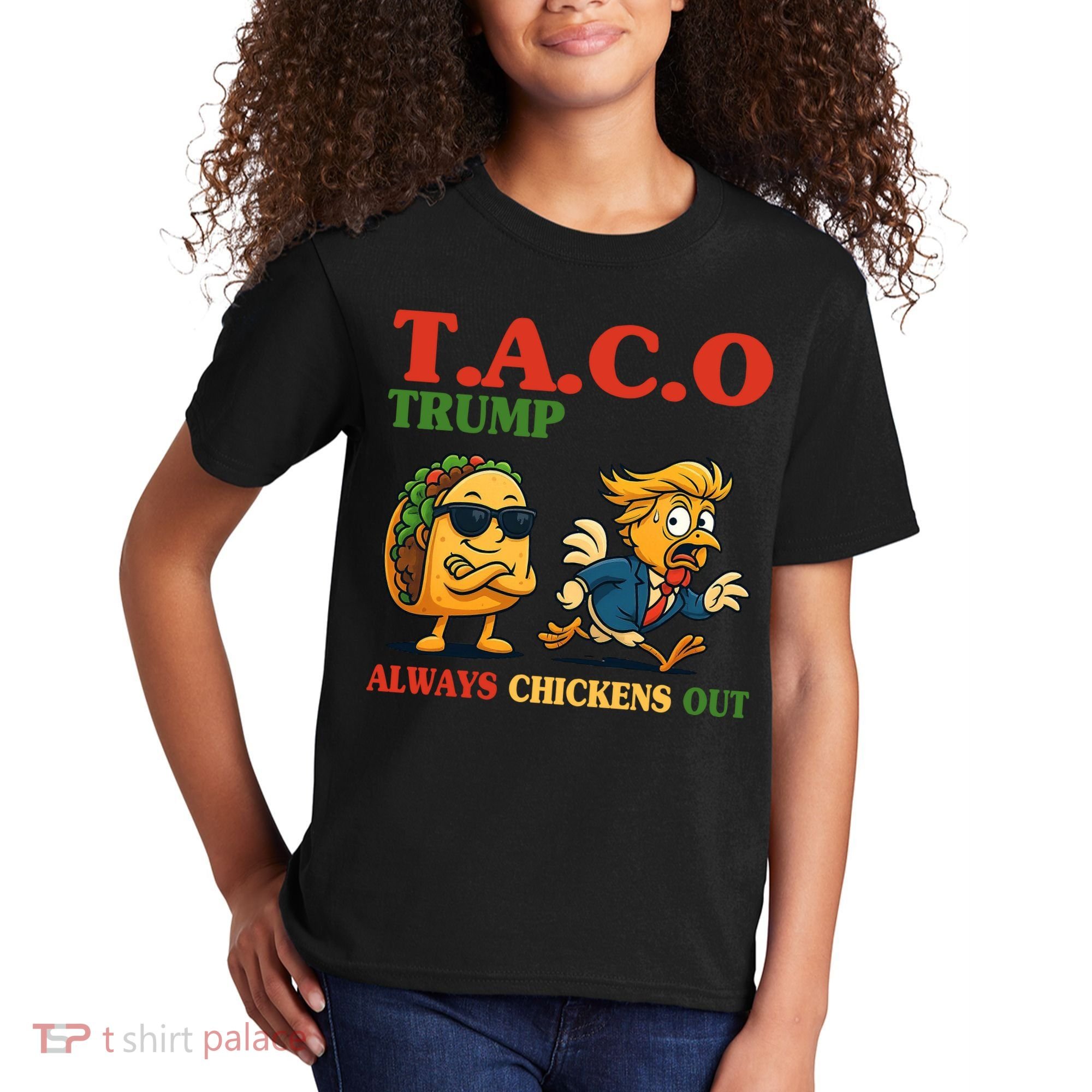 Funny Taco Trump Always Chickens Out Kids T-Shirt