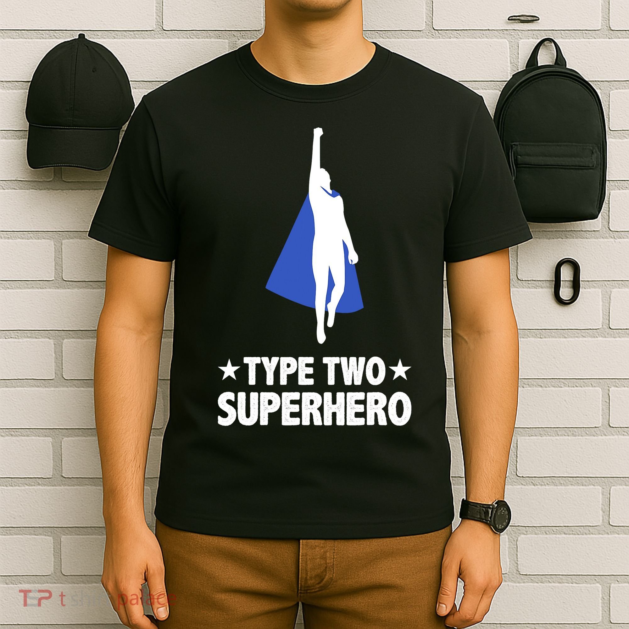 Funny Type Two Superhero T2D Diabetes Awareness T-Shirt
