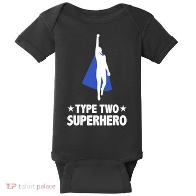 Funny Type Two Superhero T2D Diabetes Awareness Baby Bodysuit
