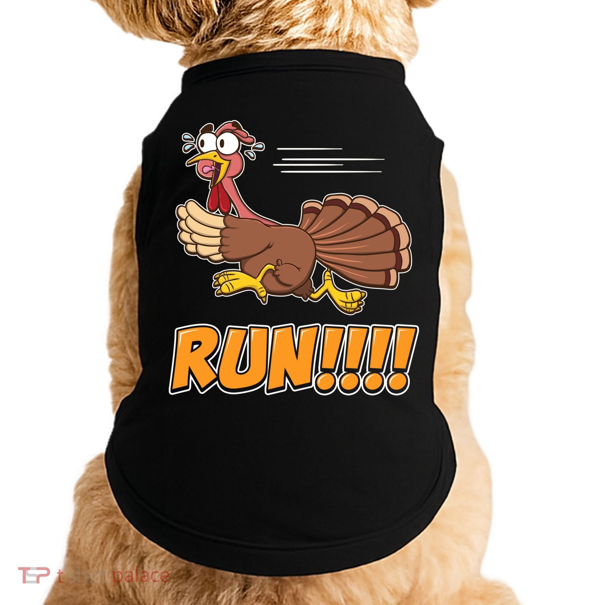 Funny Turkey Thanksgiving Family Funny Gift Trot Run! Doggie Tank