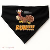 Funny Turkey Thanksgiving Family Funny Gift Trot Run! USA-Made Doggie Bandana thumb 0