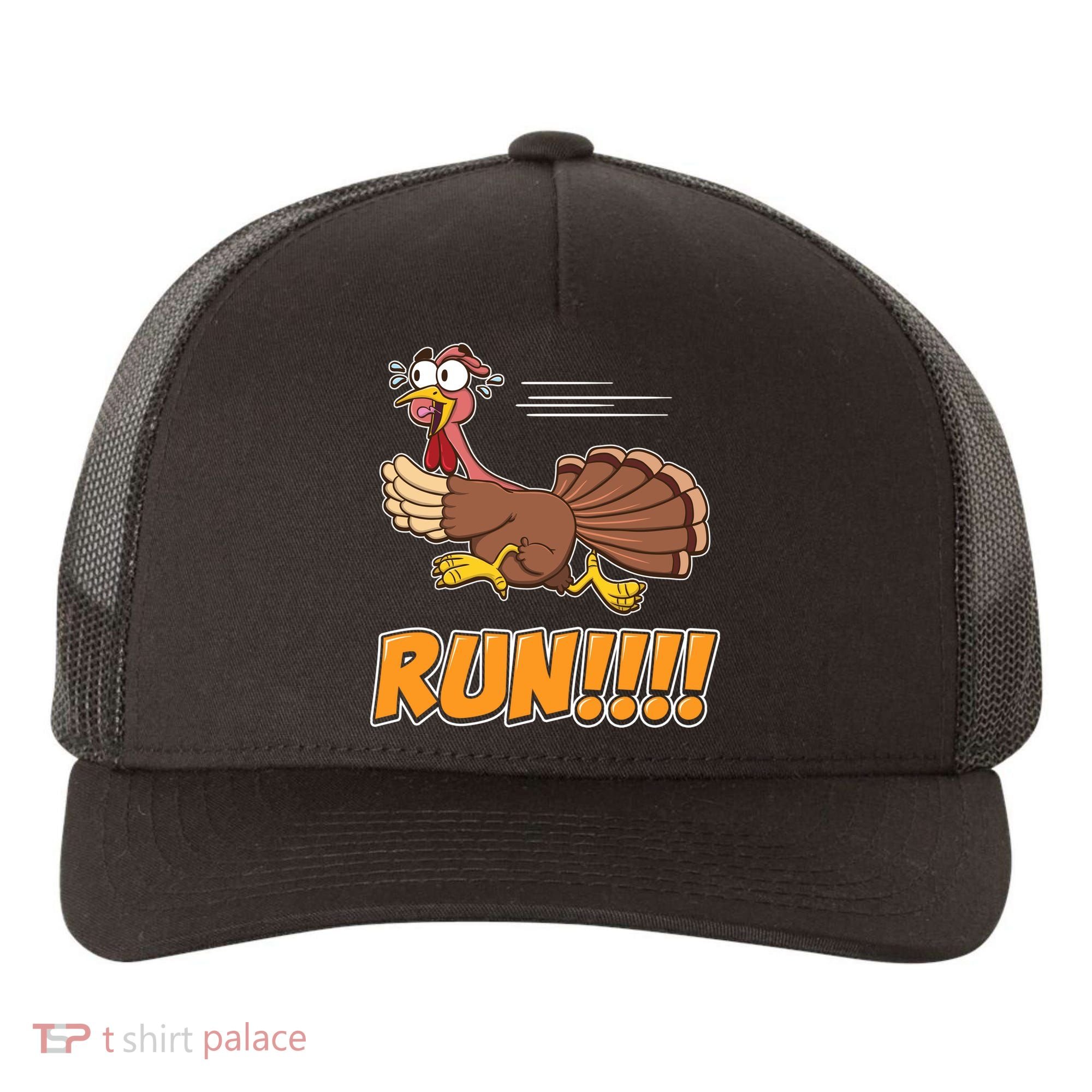 Funny Turkey Thanksgiving Family Funny Gift Trot Run! Yupoong Adult 5-Panel Trucker Hat