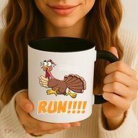 Funny Turkey Thanksgiving Family Funny Gift Trot Run! Coffee Mug thumb 3