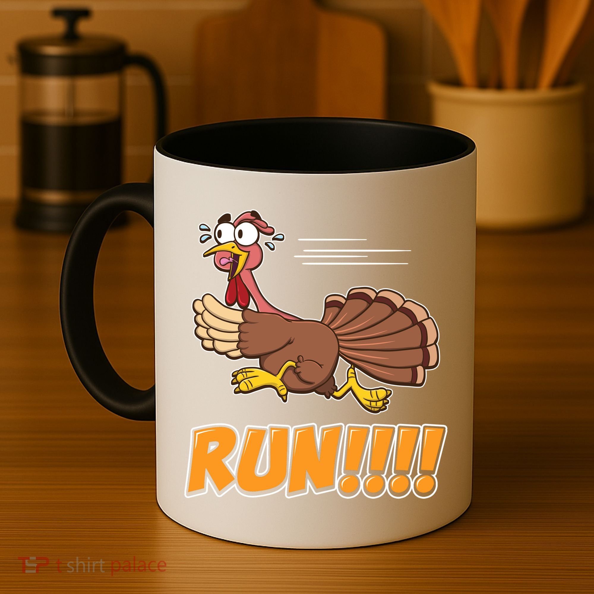 Funny Turkey Thanksgiving Family Funny Gift Trot Run! Coffee Mug