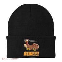 Funny Turkey Thanksgiving Family Funny Gift Trot Run! Beanie thumb 0