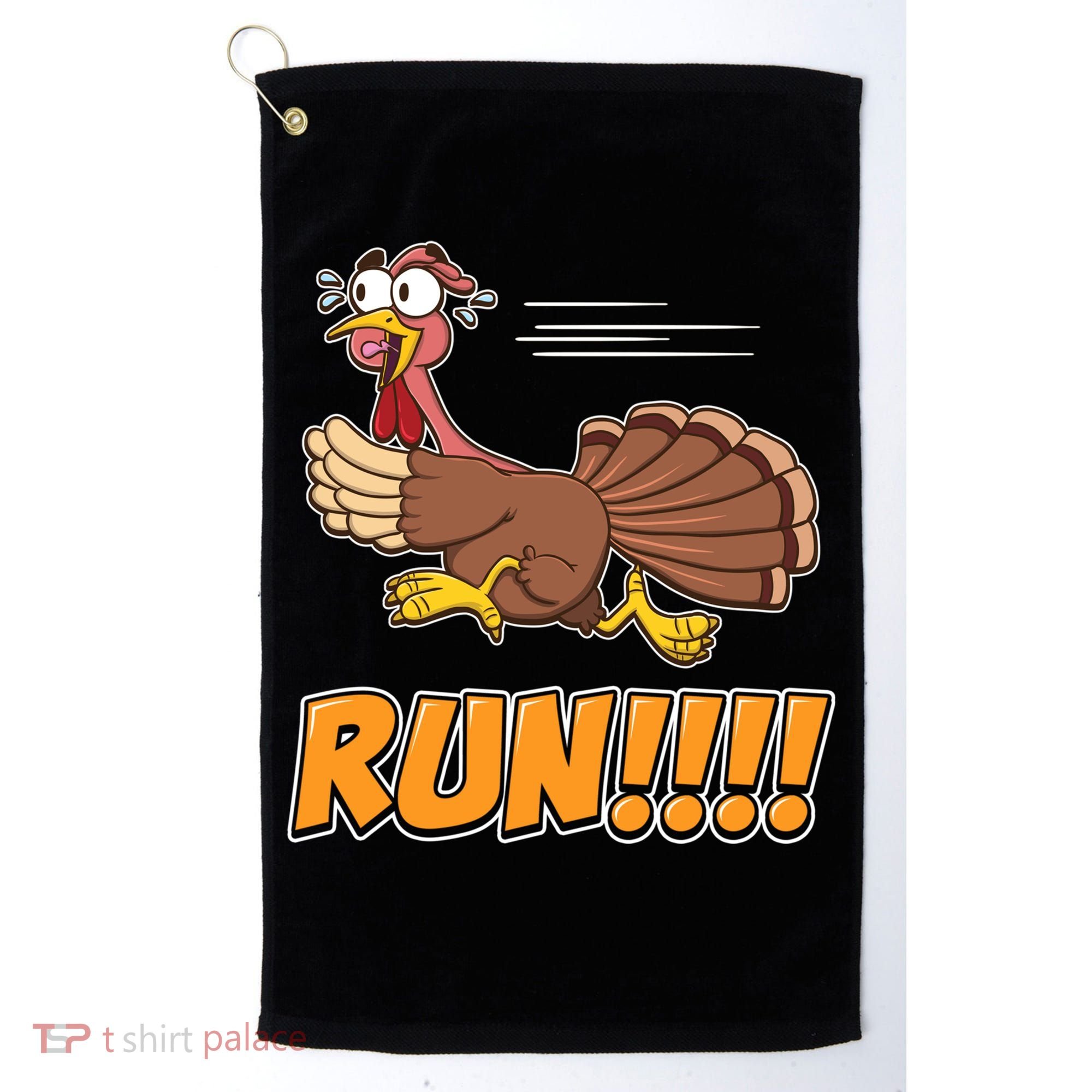 Funny Turkey Thanksgiving Family Funny Gift Trot Run! Golf Towel