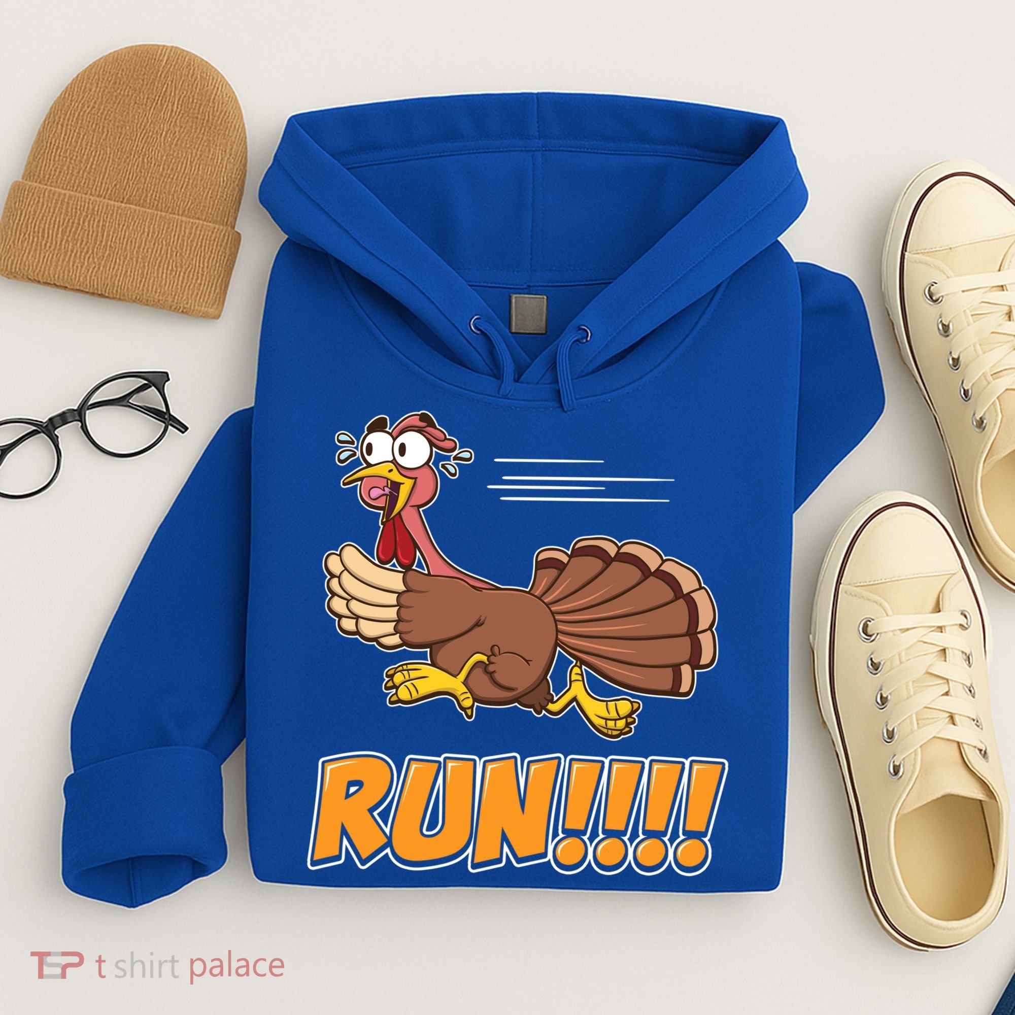 Funny Turkey Thanksgiving Family Funny Gift Trot Run! Hoodie