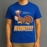 Funny Turkey Thanksgiving Family Funny Gift Trot Run! T-Shirt thumb 3
