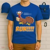 Funny Turkey Thanksgiving Family Funny Gift Trot Run! T-Shirt thumb 6