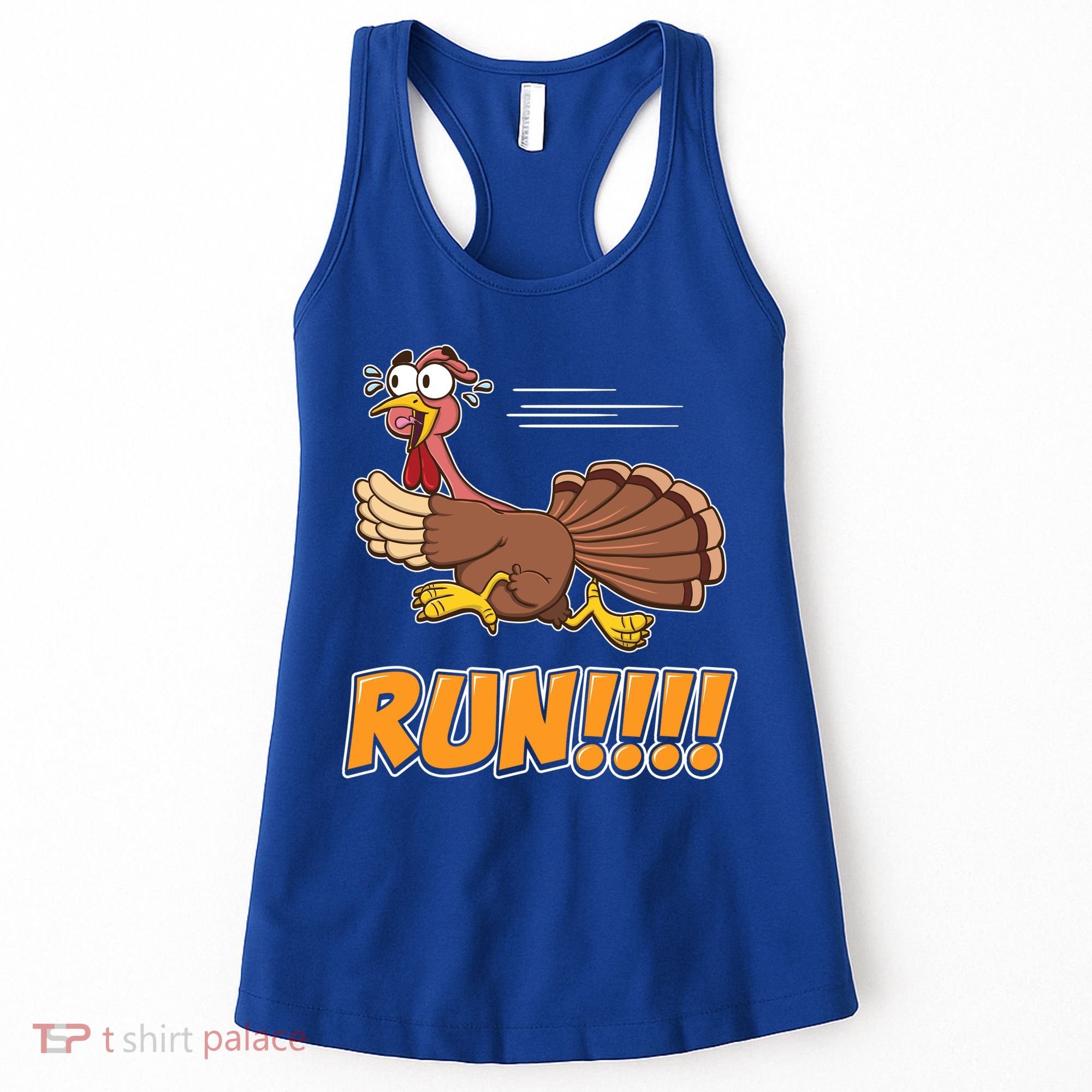 Funny Turkey Thanksgiving Family Funny Gift Trot Run! Women's Tank Top