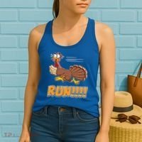 Funny Turkey Thanksgiving Family Funny Gift Trot Run! Women's Tank Top thumb 2