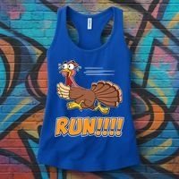 Funny Turkey Thanksgiving Family Funny Gift Trot Run! Women's Tank Top thumb 3
