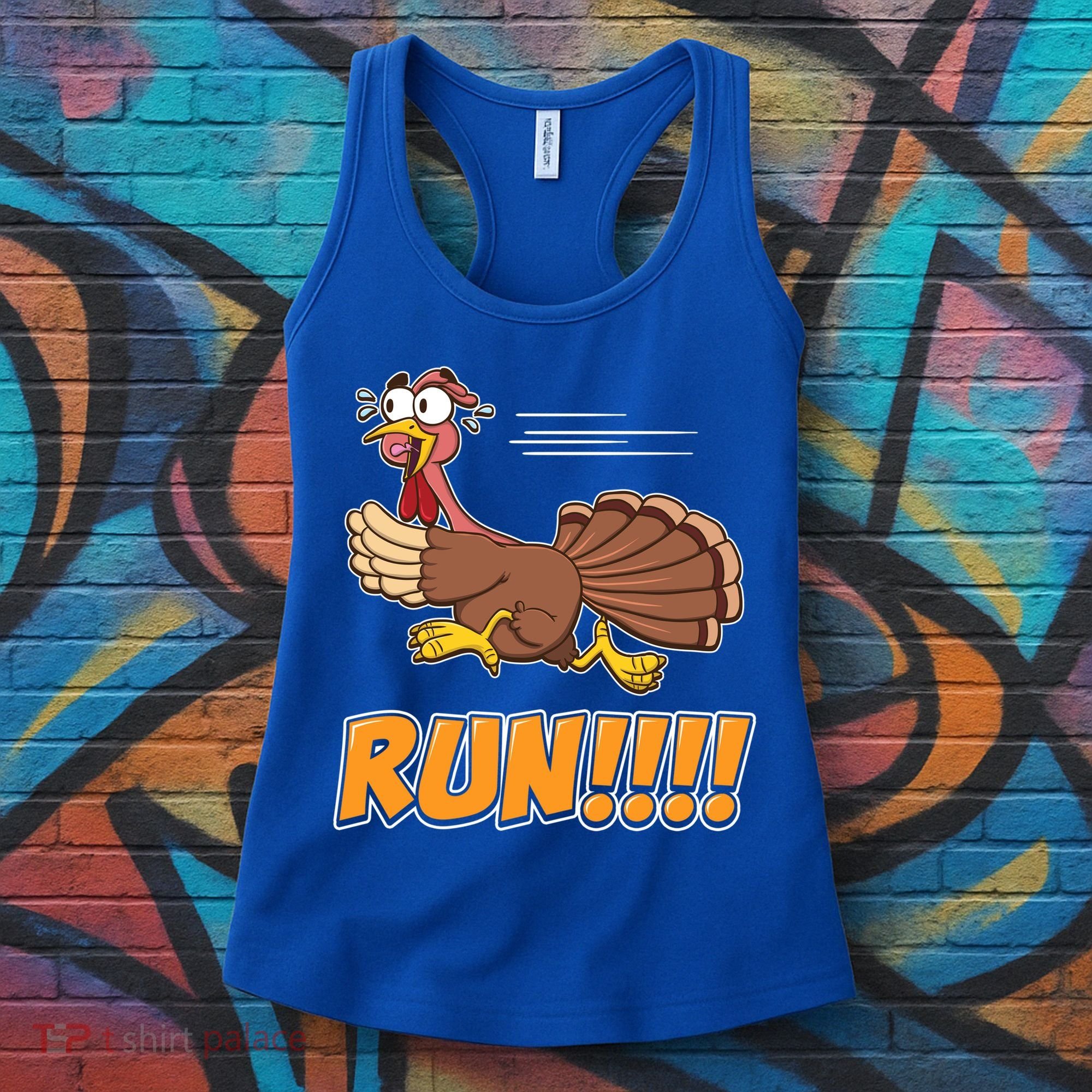Funny Turkey Thanksgiving Family Funny Gift Trot Run! Women's Tank Top